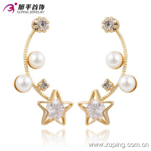 91229 encanto de moda lujo CZ diamante 18k color oro joyería de imitación pendiente con estrellas y perlas